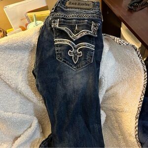 Rock Revival Dark Blue Denim with Embroidered Pockets Essie Sz 31